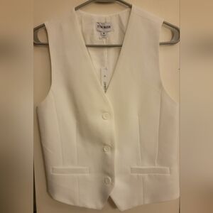 Steve Madden White Sleeveless Tailored Vest